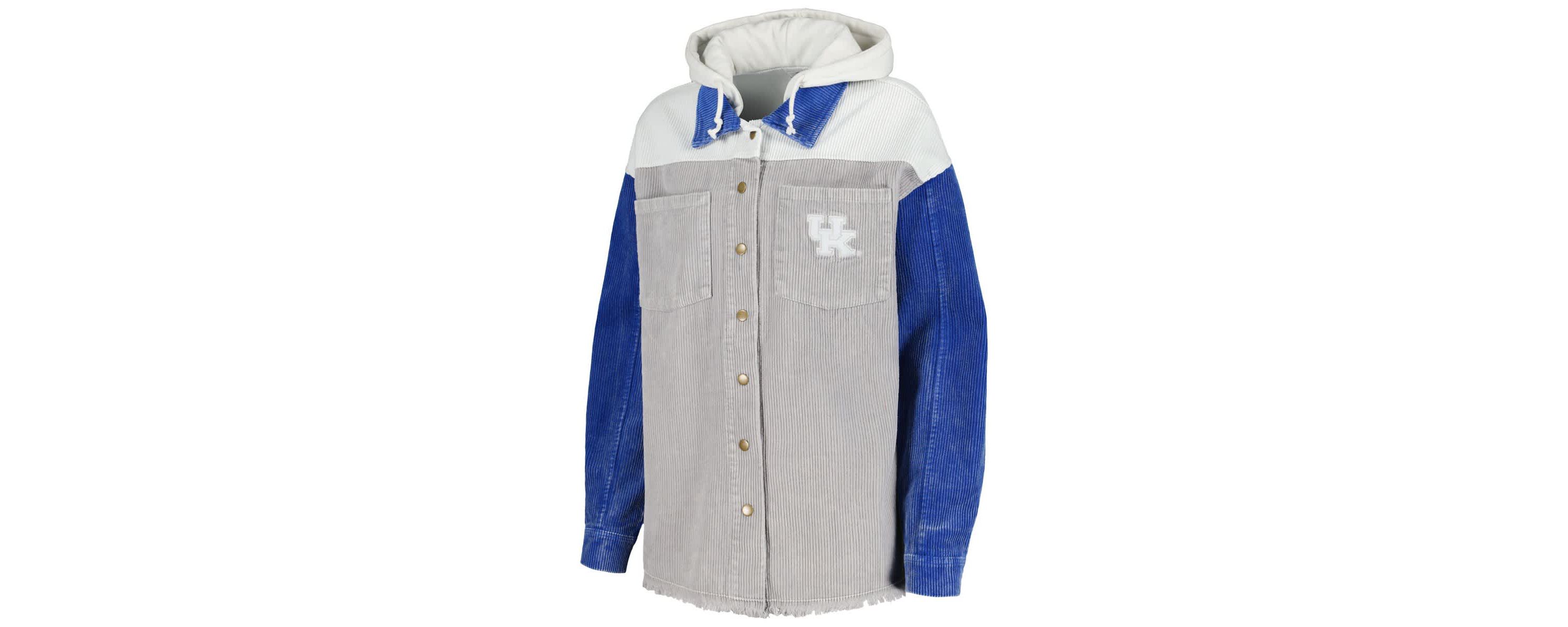 NCAA Kentucky Wildcats Vintage Wash Corduroy Full-Snap Hooded Shacket