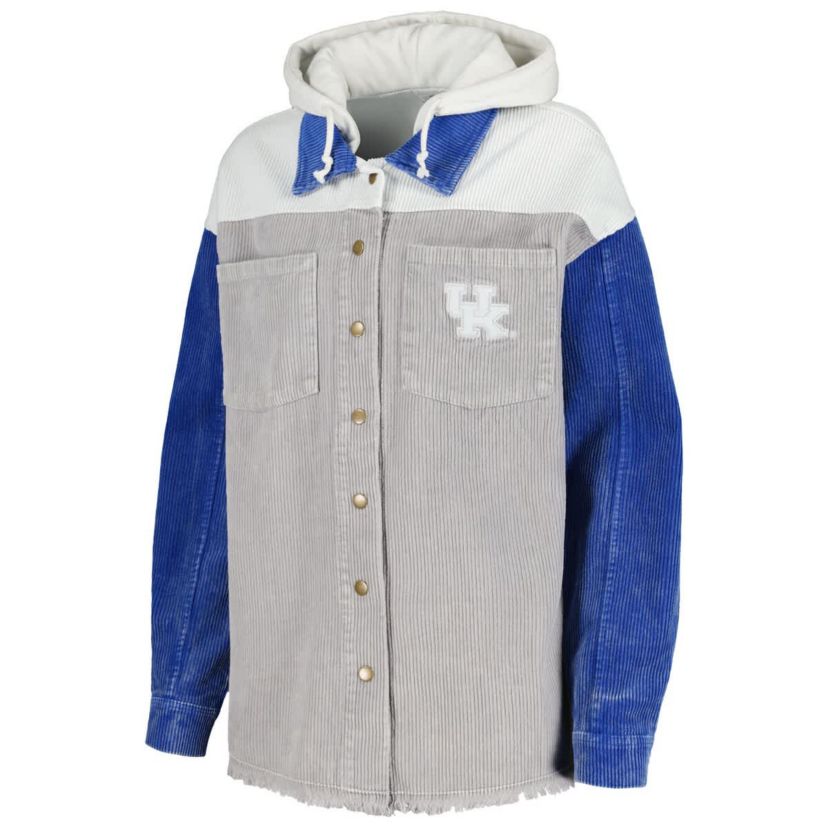 NCAA Kentucky Wildcats Vintage Wash Corduroy Full-Snap Hooded Shacket