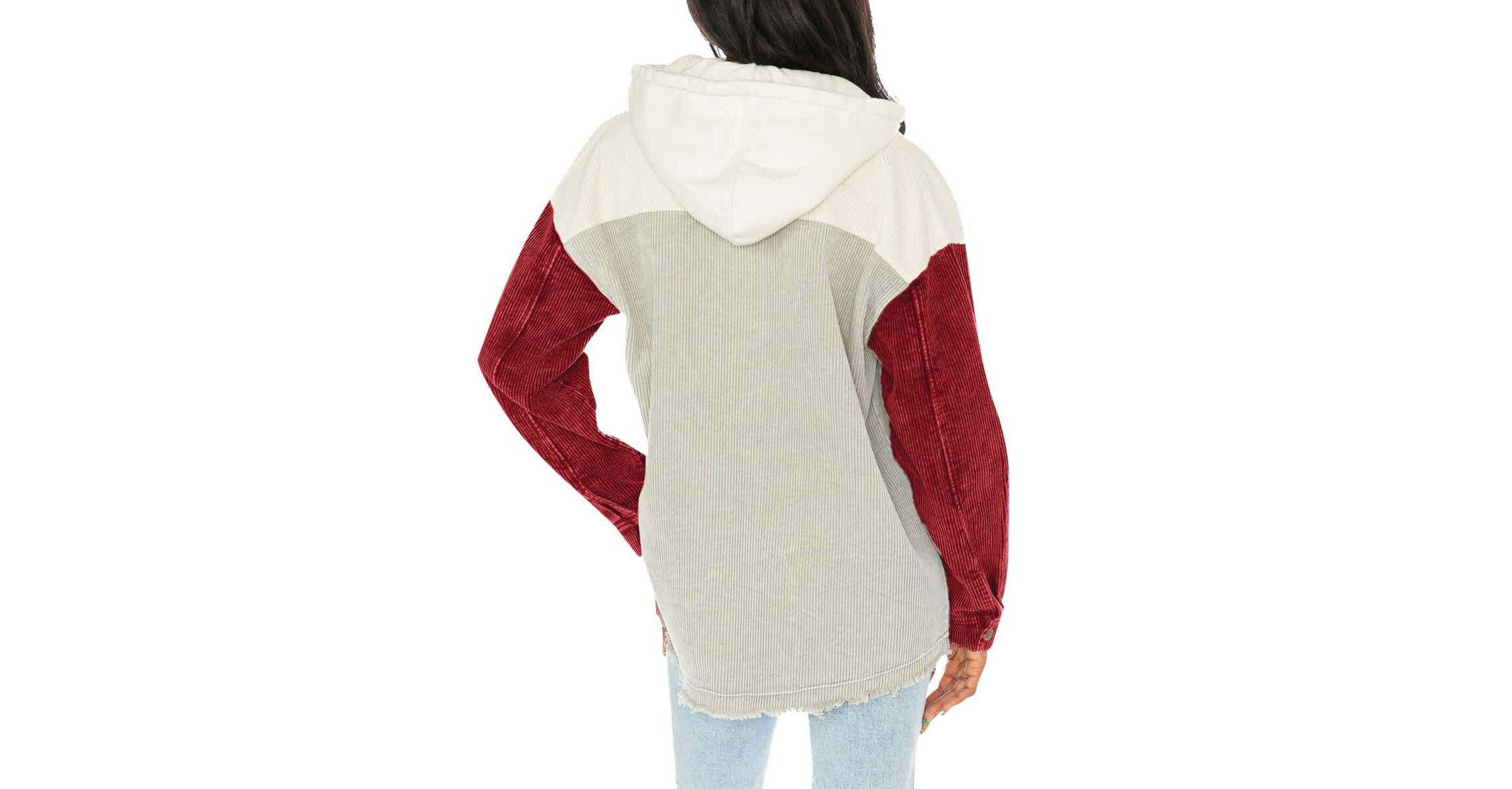NCAA Oklahoma Sooners Vintage Wash Corduroy Full-Snap Hooded Shacket