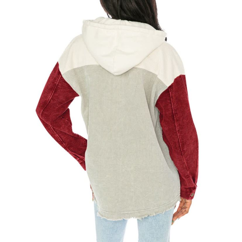 NCAA Oklahoma Sooners Vintage Wash Corduroy Full-Snap Hooded Shacket