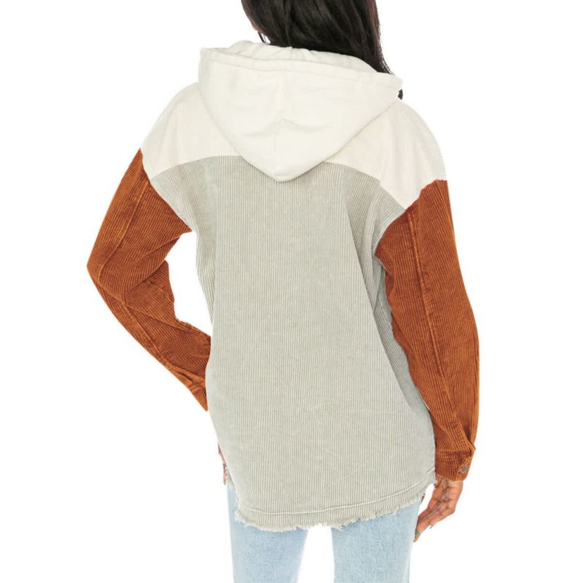 NCAA Texas Longhorns Vintage Wash Corduroy Full-Snap Hooded Shacket