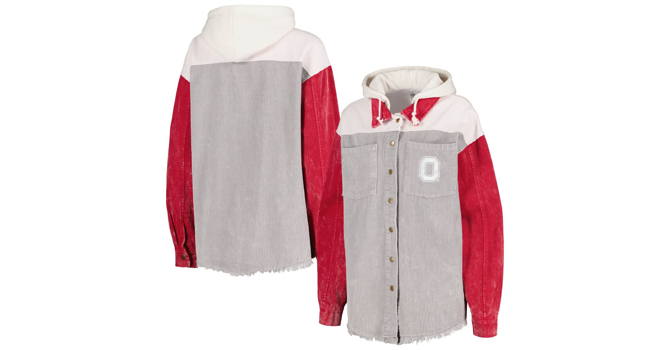 NCAA Ohio State Buckeyes Vintage Wash Corduroy Full-Snap Hooded Shacket