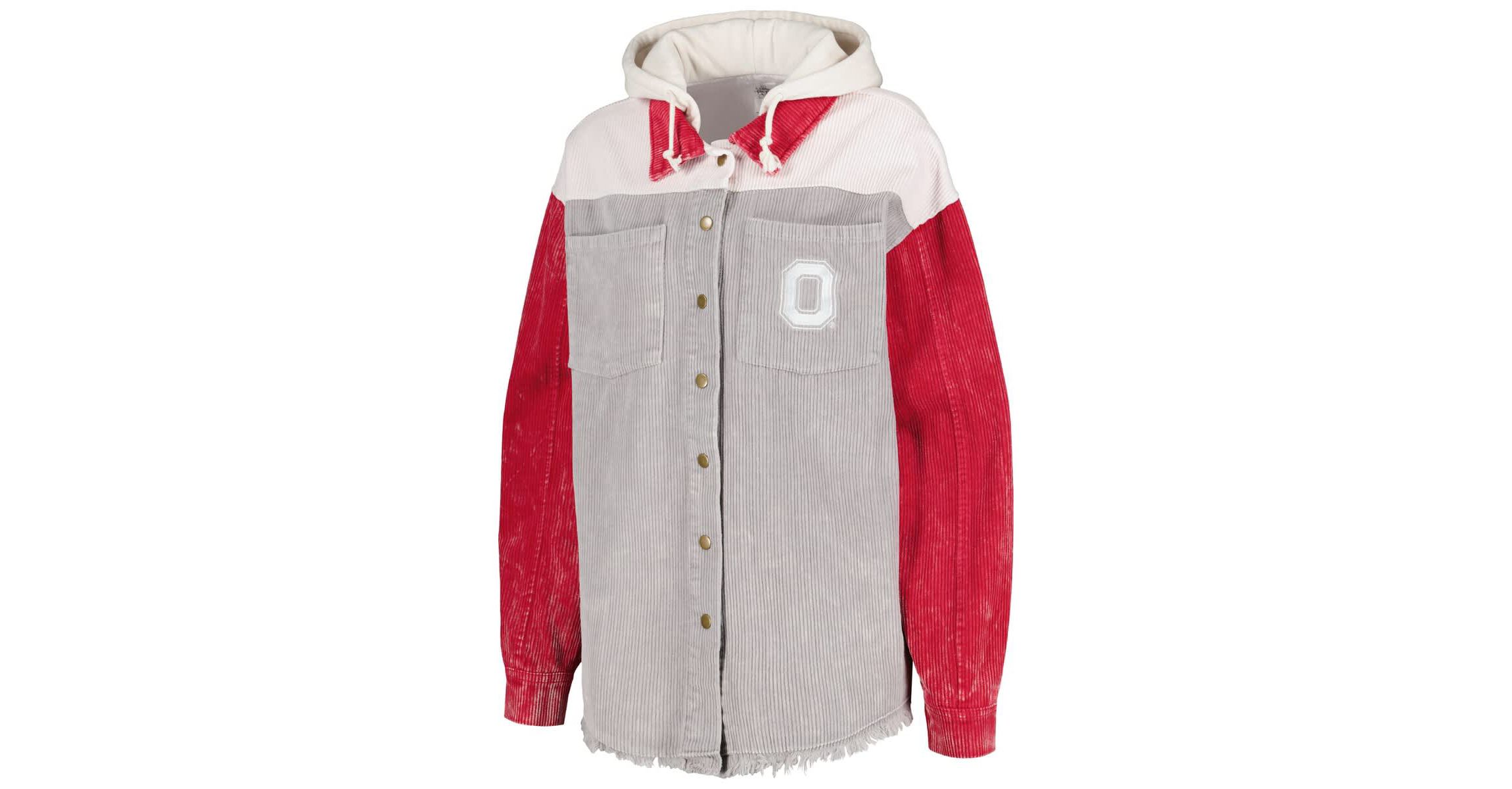 NCAA Ohio State Buckeyes Vintage Wash Corduroy Full-Snap Hooded Shacket
