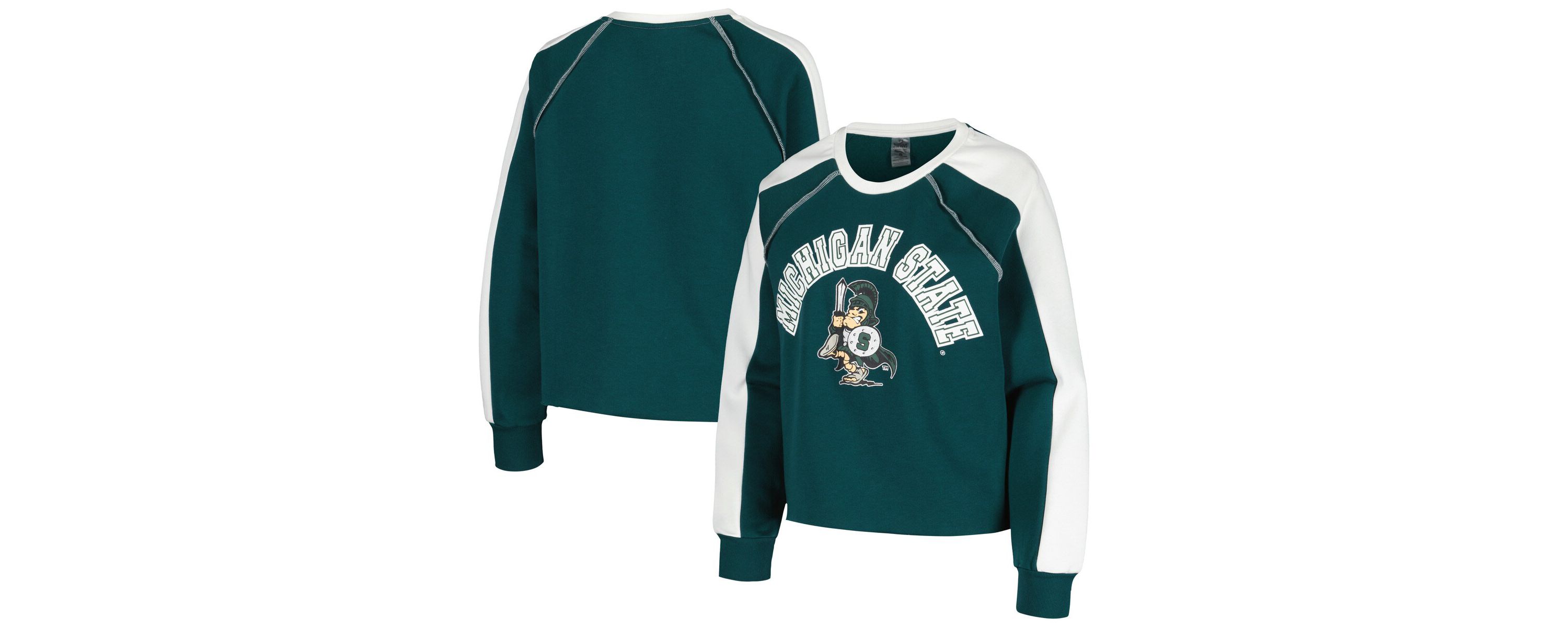 NCAA Michigan State Spartans Blindside Raglan Cropped Pullover Sweatshirt