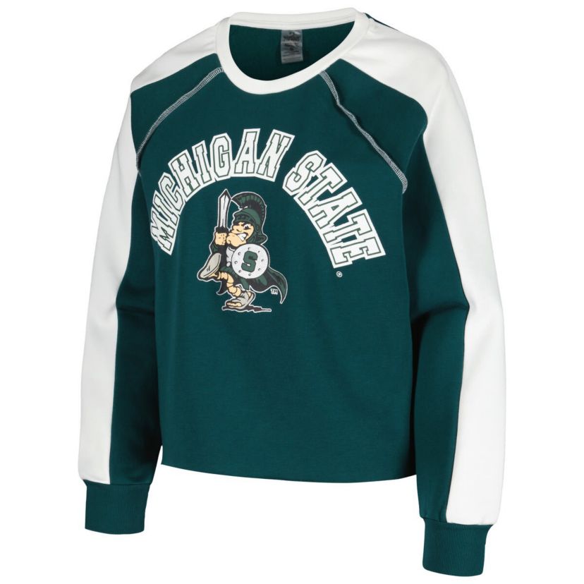 NCAA Michigan State Spartans Blindside Raglan Cropped Pullover Sweatshirt