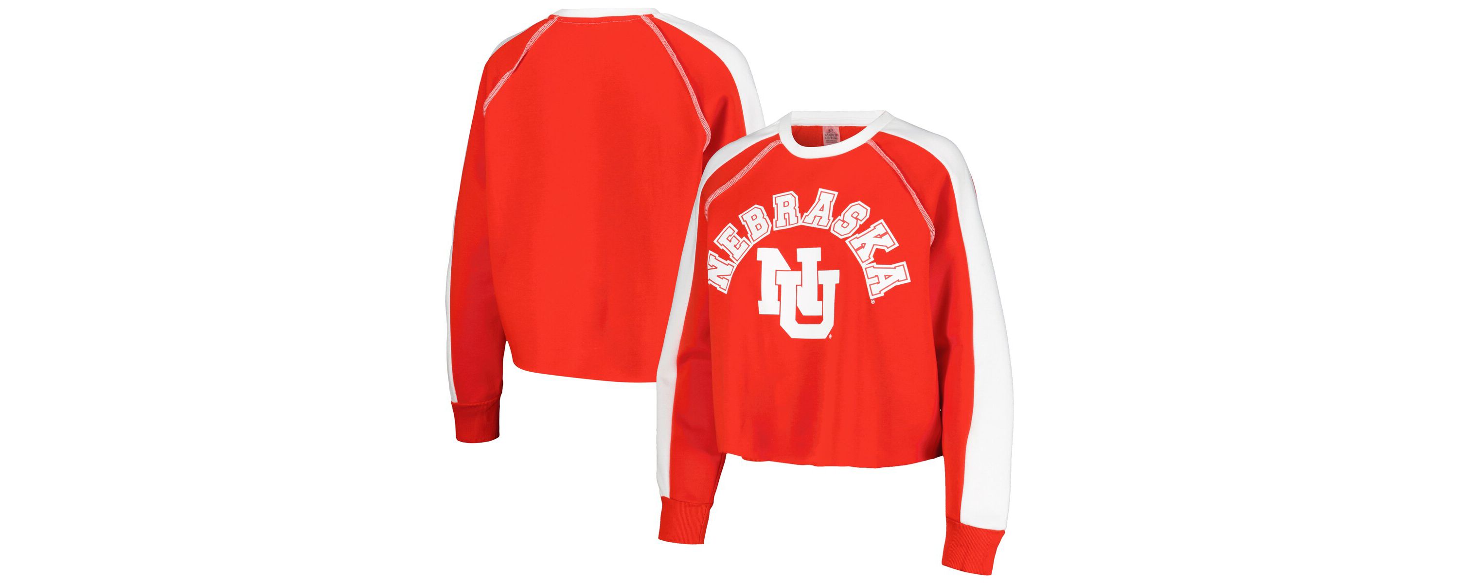 NCAA Nebraska Huskers Blindside Raglan Cropped Pullover Sweatshirt