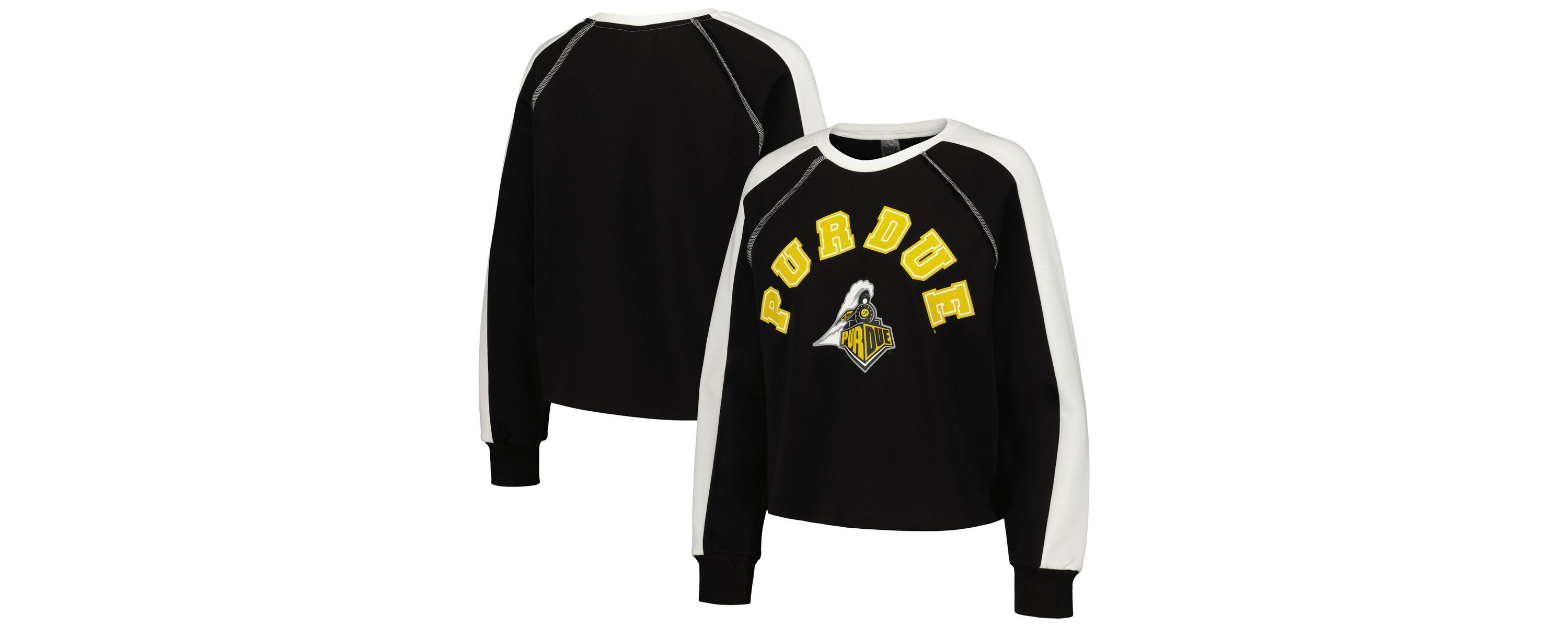 NCAA Purdue Boilermakers Blindside Raglan Cropped Pullover Sweatshirt