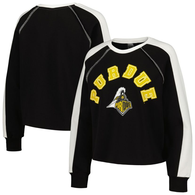 NCAA Purdue Boilermakers Blindside Raglan Cropped Pullover Sweatshirt