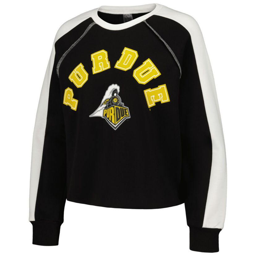 NCAA Purdue Boilermakers Blindside Raglan Cropped Pullover Sweatshirt