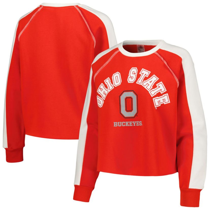 NCAA Ohio State Buckeyes Blindside Raglan Cropped Pullover Sweatshirt