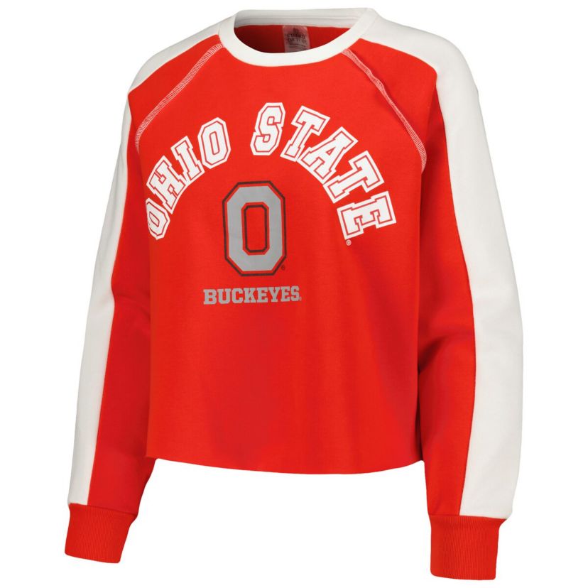 NCAA Ohio State Buckeyes Blindside Raglan Cropped Pullover Sweatshirt