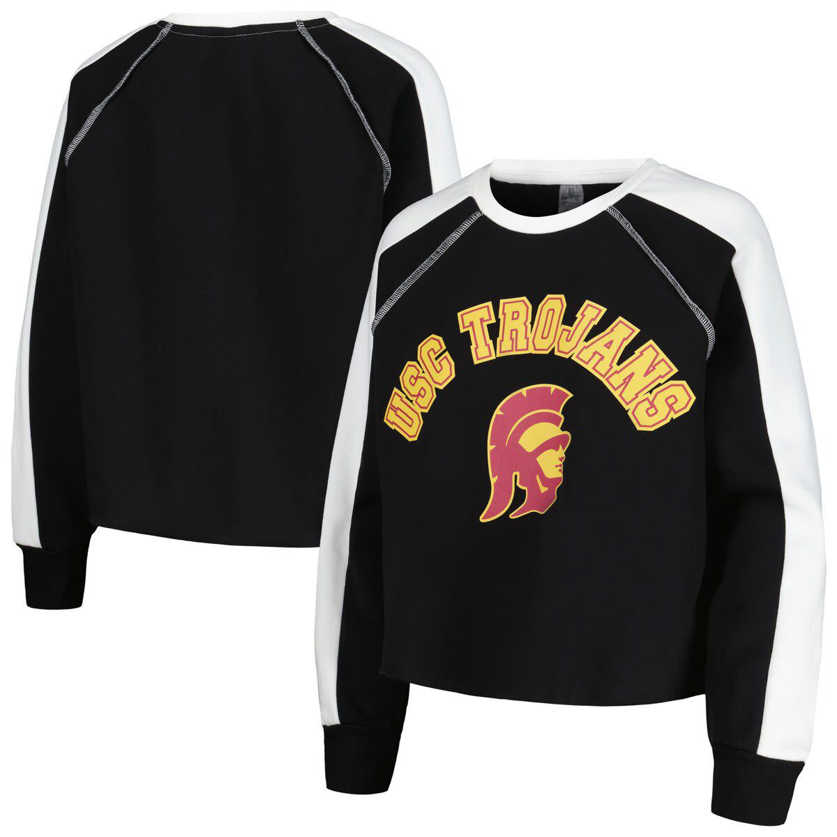 NCAA USC Trojans Blindside Raglan Cropped Pullover Sweatshirt