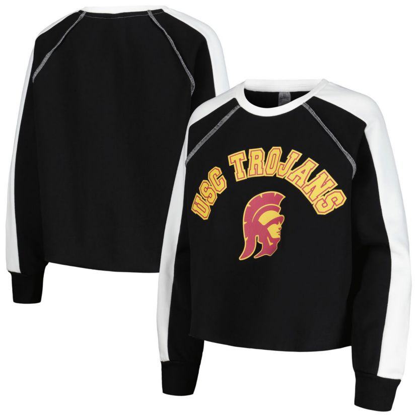 NCAA USC Trojans Blindside Raglan Cropped Pullover Sweatshirt