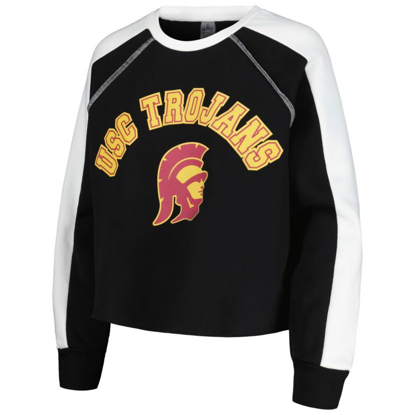 NCAA USC Trojans Blindside Raglan Cropped Pullover Sweatshirt