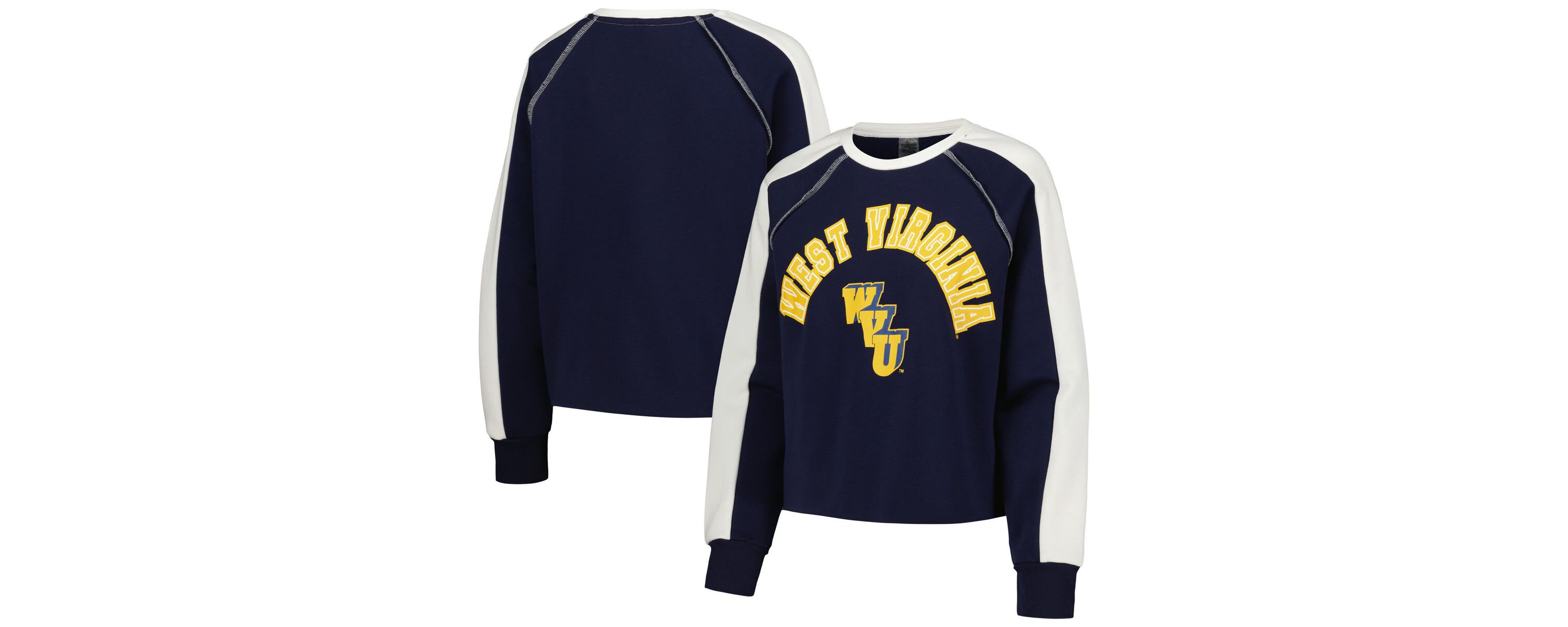 NCAA West Virginia Mountaineers Blindside Raglan Cropped Pullover Sweatshirt