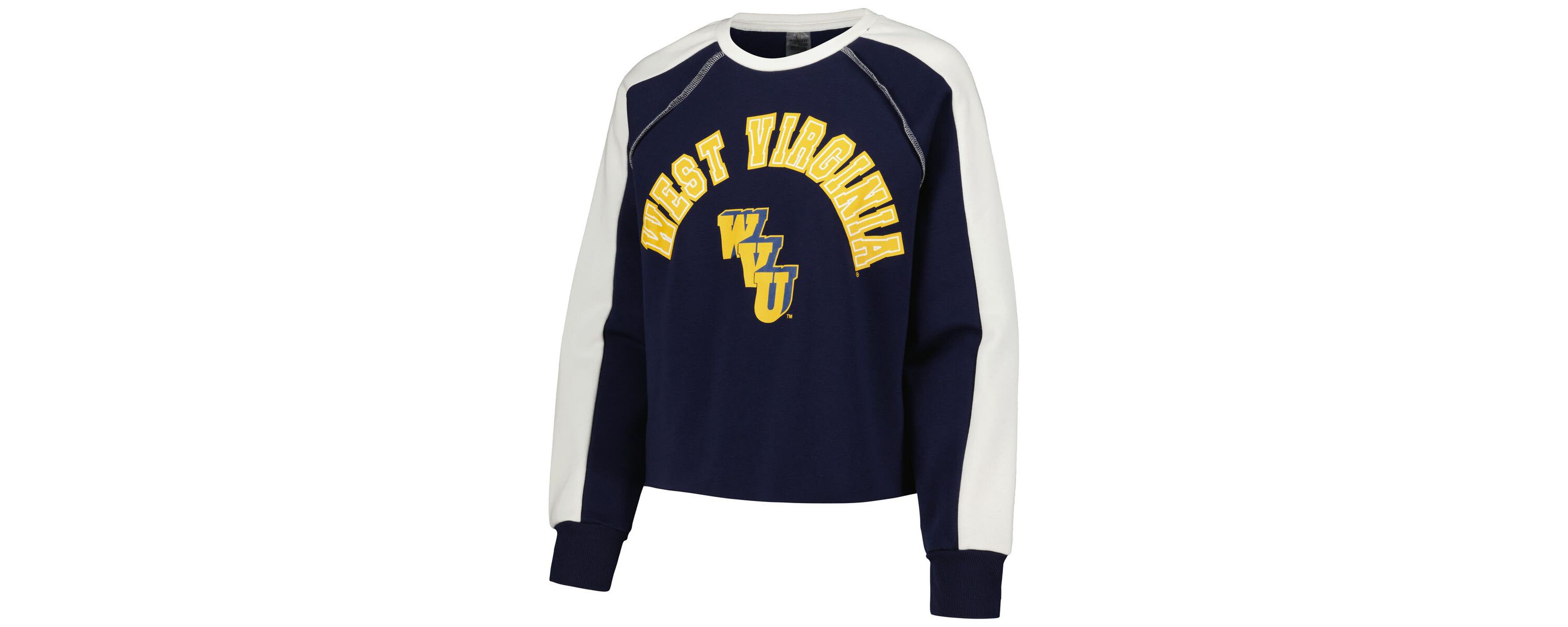 NCAA West Virginia Mountaineers Blindside Raglan Cropped Pullover Sweatshirt