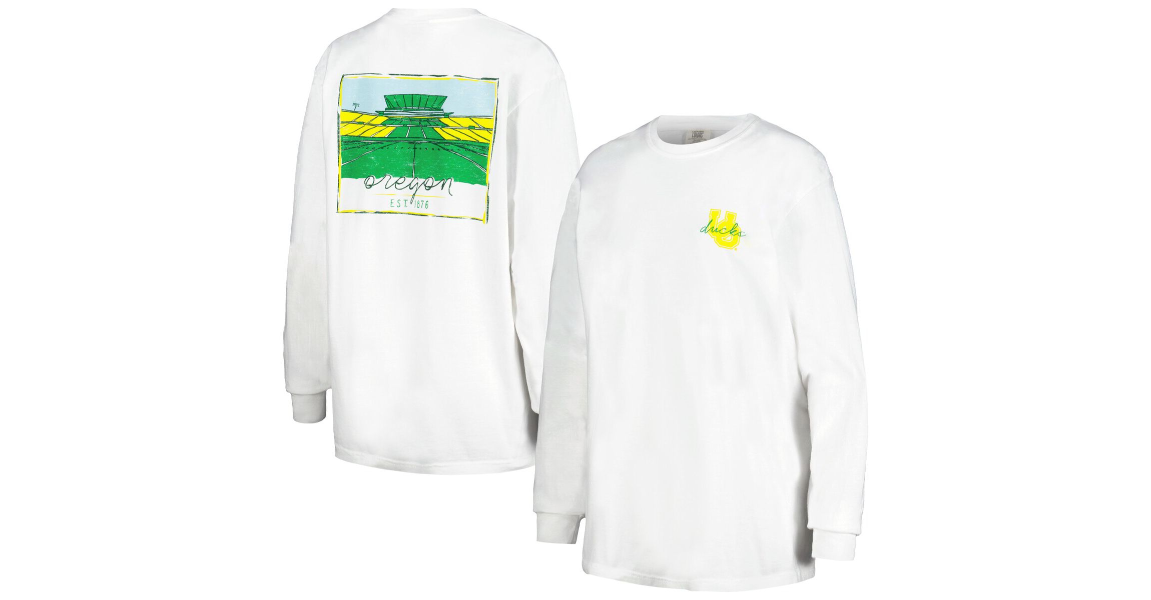 NCAA Oregon Ducks Hand-Drawn Stadium Oversized Long Sleeve T-Shirt