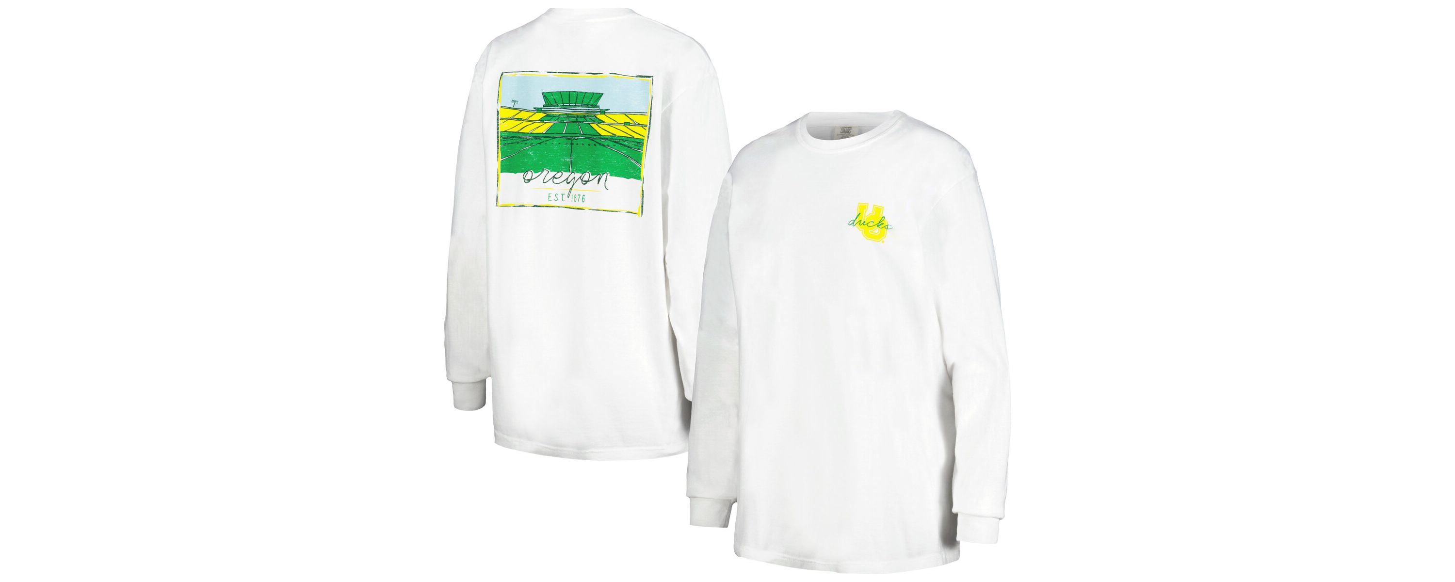 NCAA Oregon Ducks Hand-Drawn Stadium Oversized Long Sleeve T-Shirt