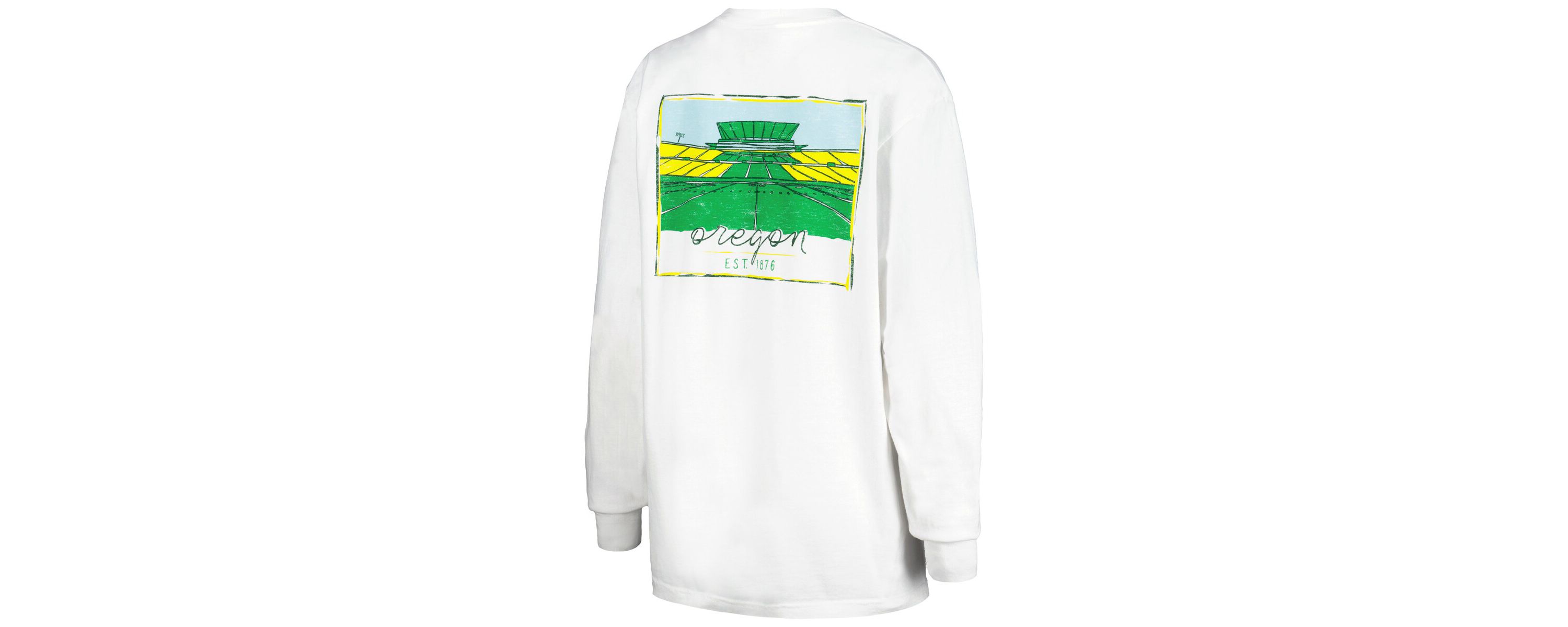 NCAA Oregon Ducks Hand-Drawn Stadium Oversized Long Sleeve T-Shirt
