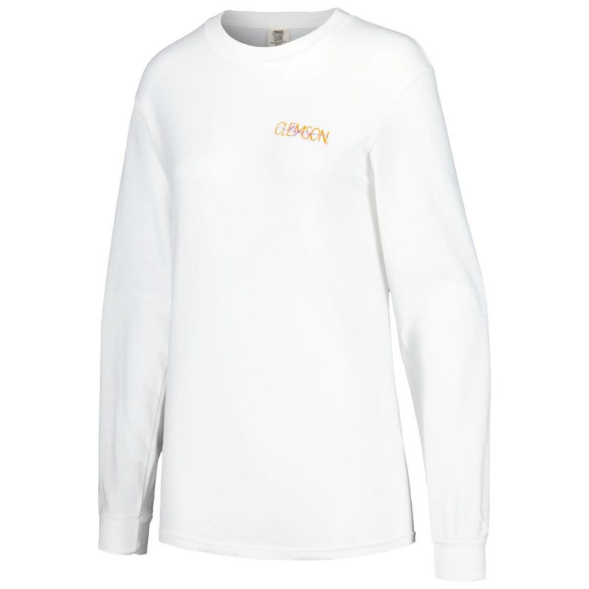 NCAA Clemson Tigers Hand-Drawn Stadium Oversized Long Sleeve T-Shirt