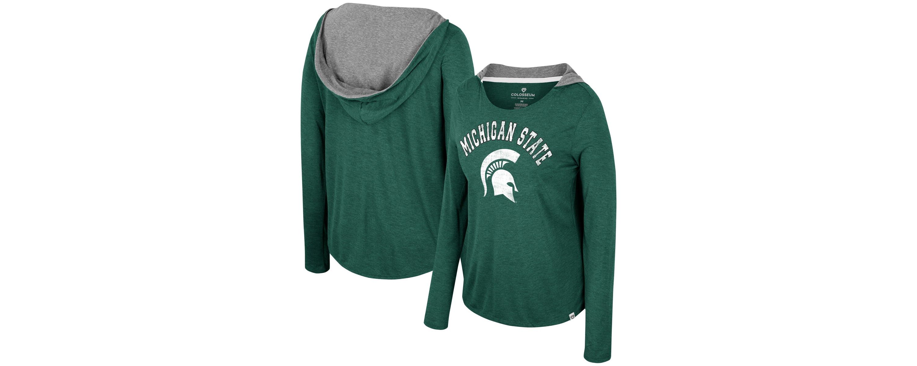 NCAA Michigan State Spartans Distressed Long Sleeve Hoodie T-Shirt