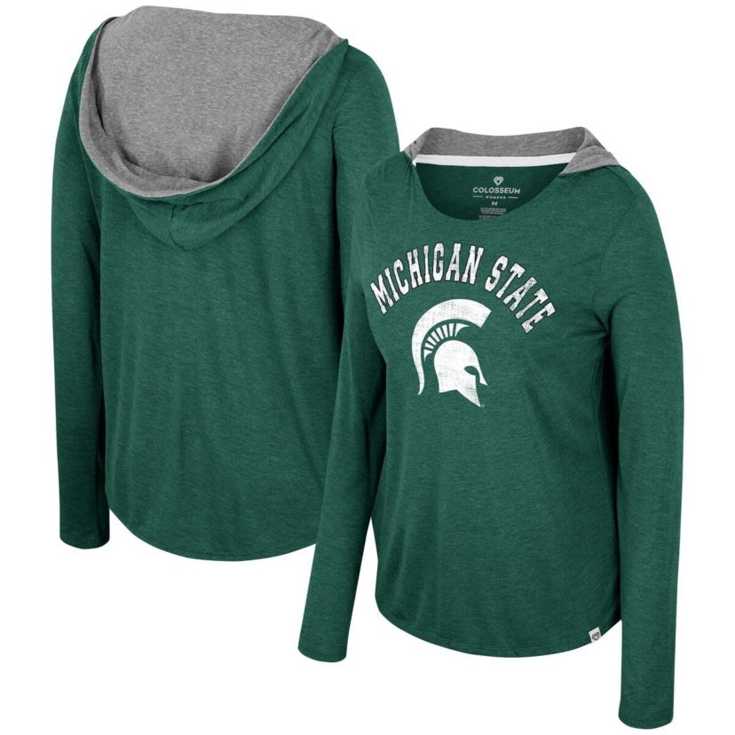 NCAA Michigan State Spartans Distressed Long Sleeve Hoodie T-Shirt