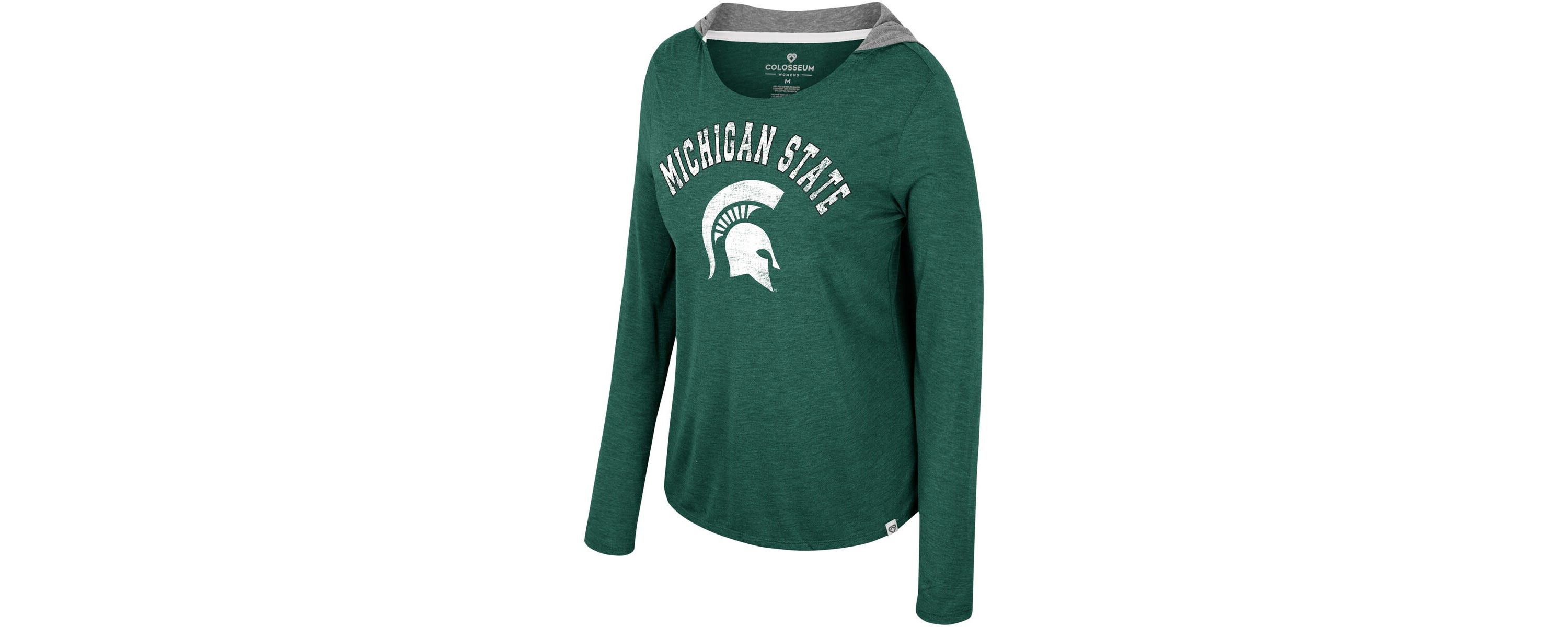 NCAA Michigan State Spartans Distressed Long Sleeve Hoodie T-Shirt