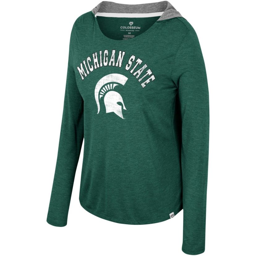 NCAA Michigan State Spartans Distressed Long Sleeve Hoodie T-Shirt