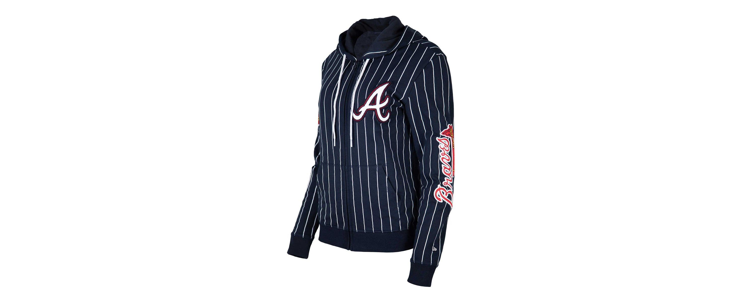 MLB Atlanta Braves Pinstripe Tri-Blend Full-Zip Hoodie Jacket