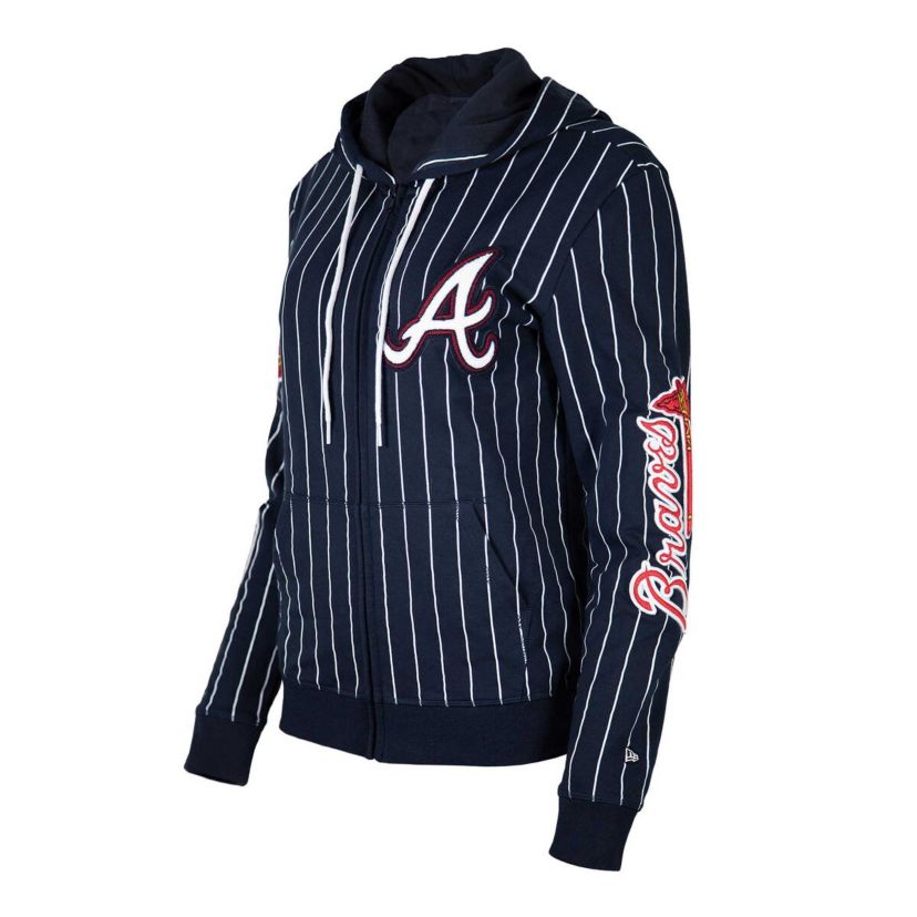 MLB Atlanta Braves Pinstripe Tri-Blend Full-Zip Hoodie Jacket