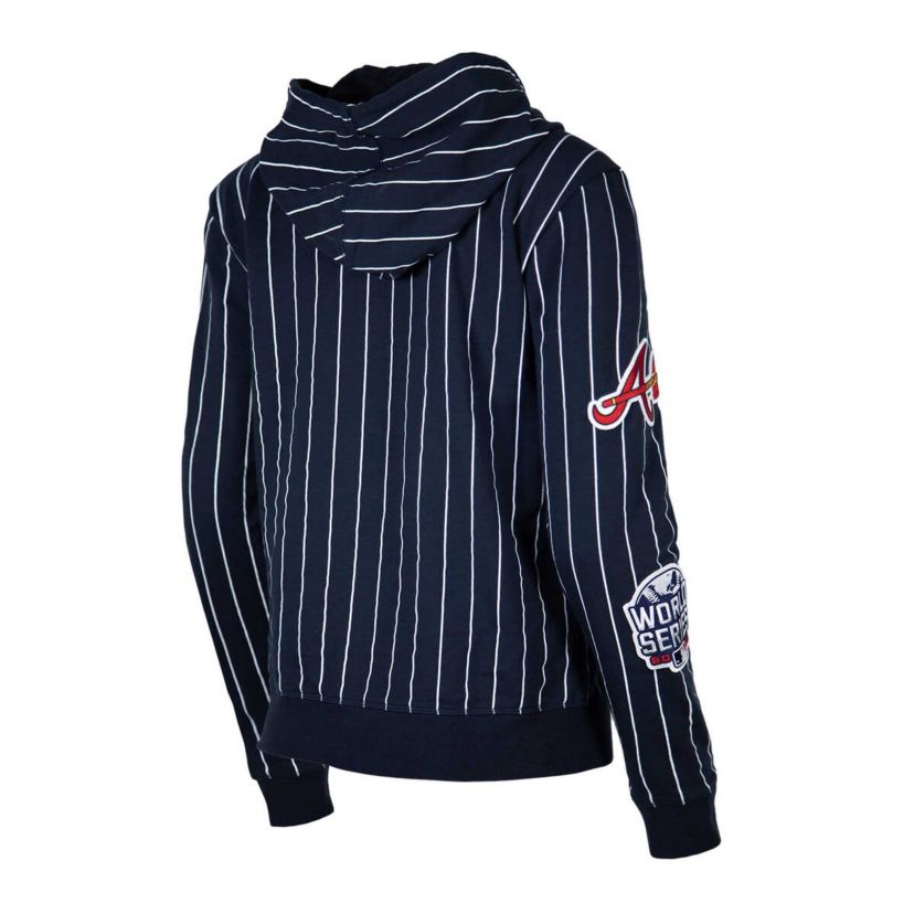 MLB Atlanta Braves Pinstripe Tri-Blend Full-Zip Hoodie Jacket