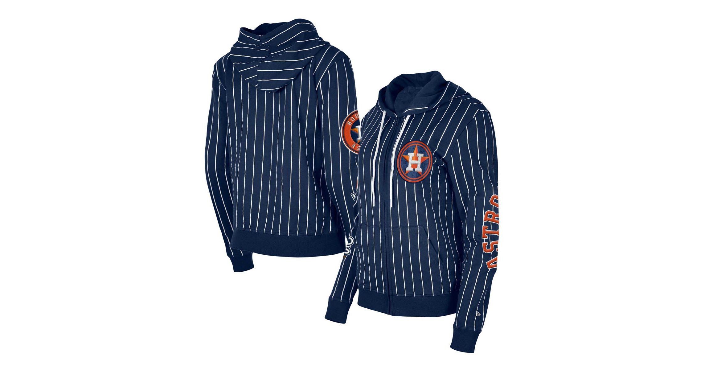 MLB Houston Astros Pinstripe Tri-Blend Full-Zip Hoodie Jacket