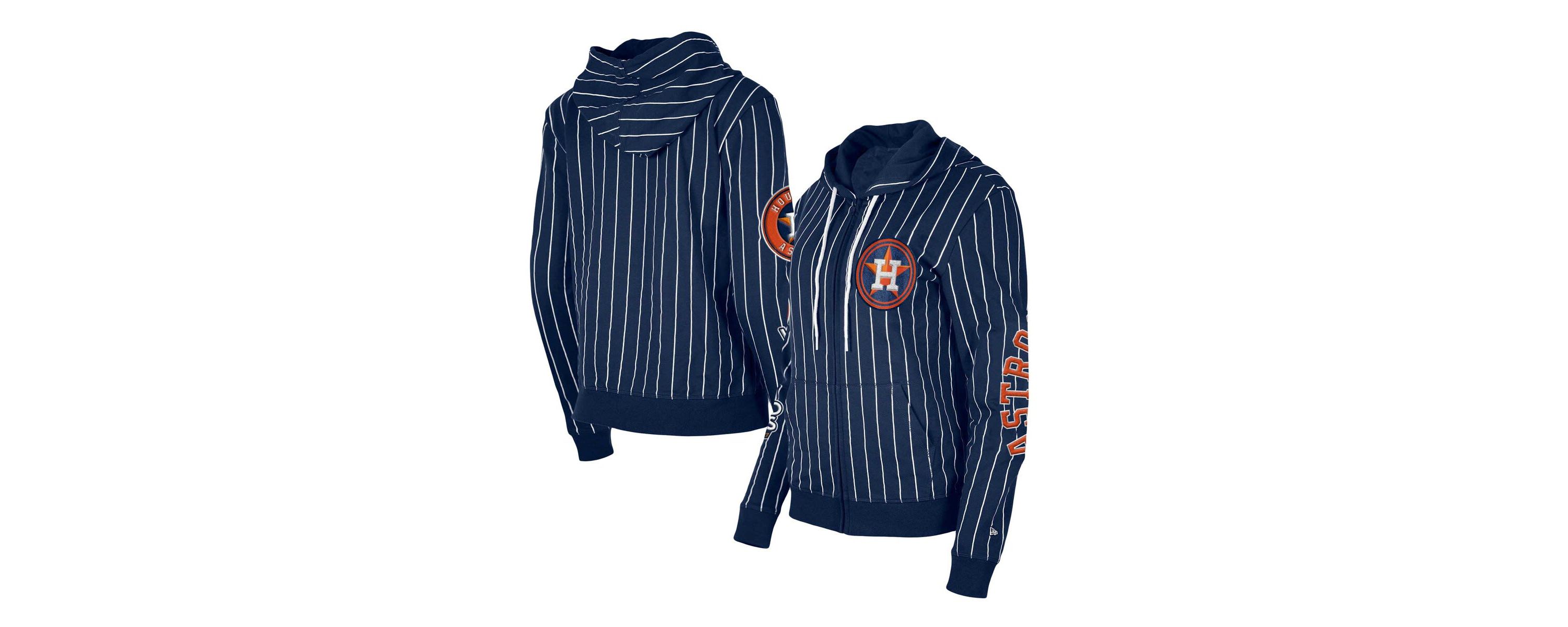MLB Houston Astros Pinstripe Tri-Blend Full-Zip Hoodie Jacket