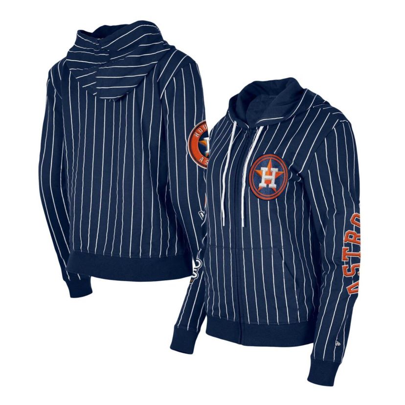 MLB Houston Astros Pinstripe Tri-Blend Full-Zip Hoodie Jacket