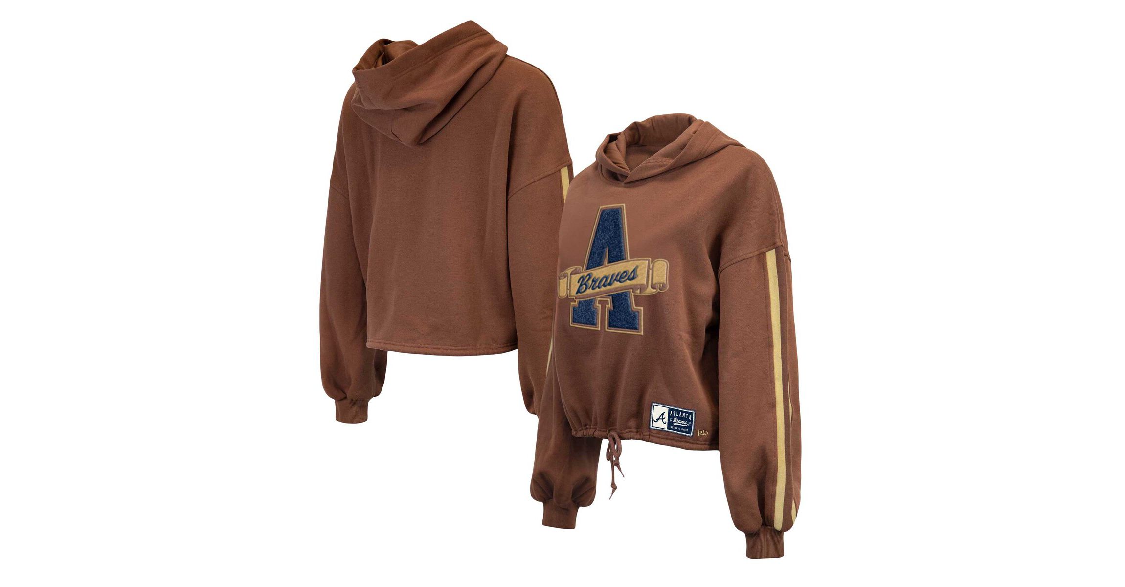 MLB Atlanta Braves Letterman Classic Cropped Pullover Hoodie