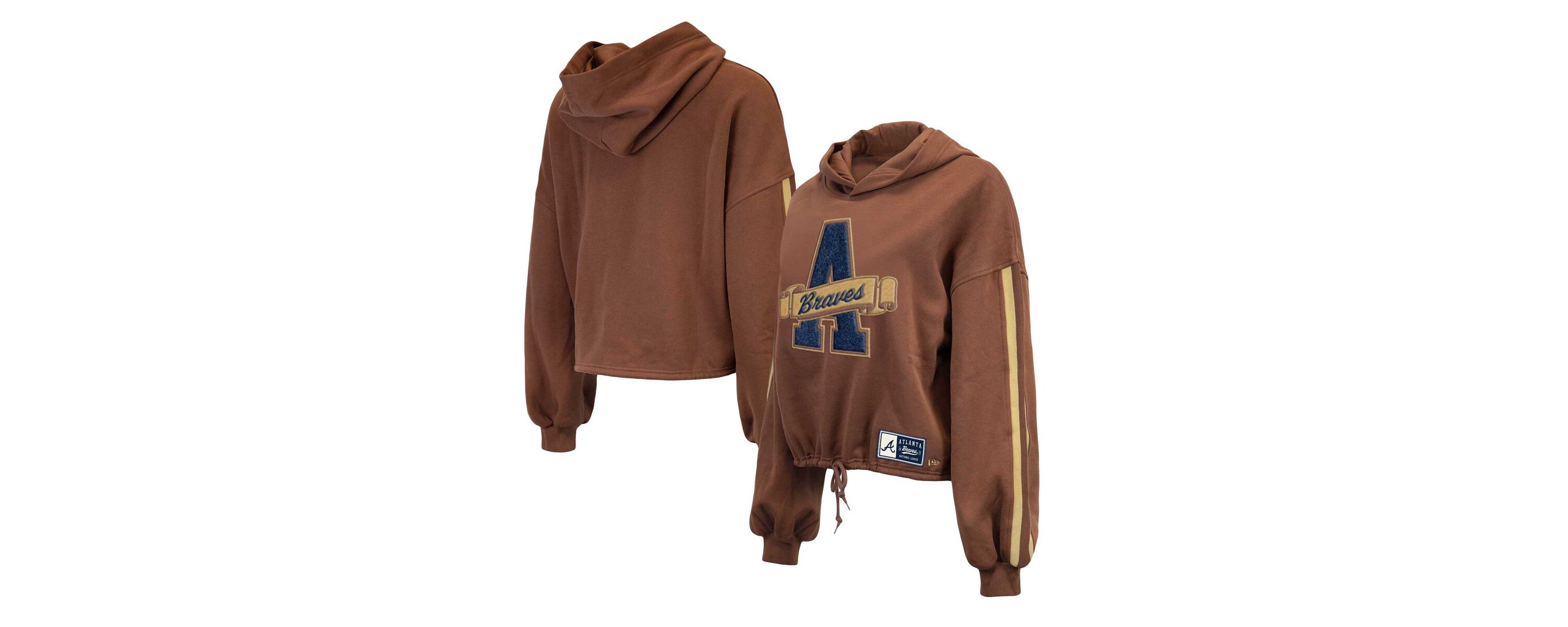 MLB Atlanta Braves Letterman Classic Cropped Pullover Hoodie