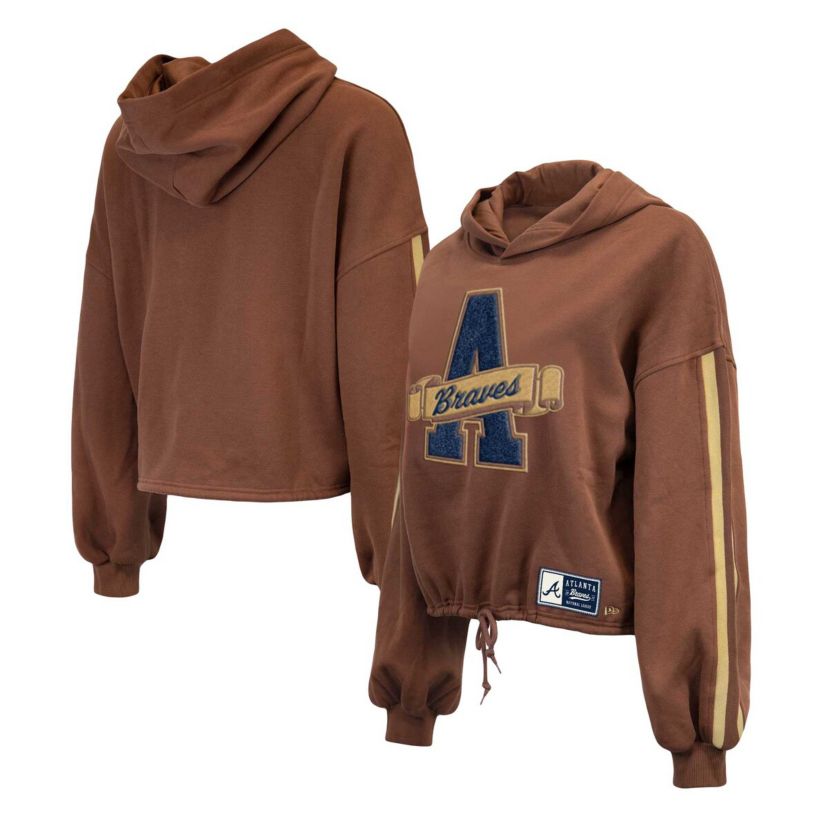 MLB Atlanta Braves Letterman Classic Cropped Pullover Hoodie