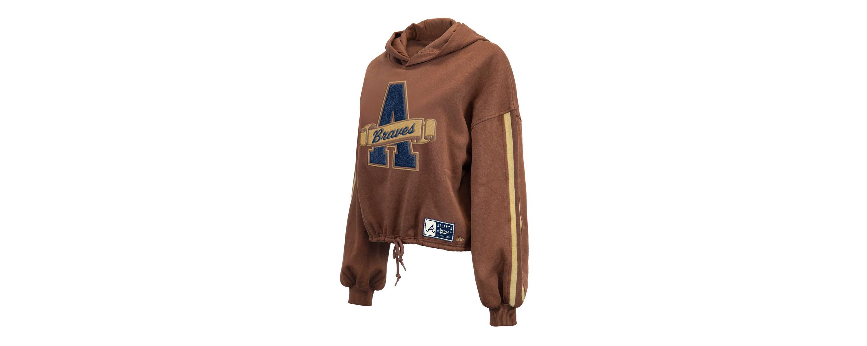 MLB Atlanta Braves Letterman Classic Cropped Pullover Hoodie