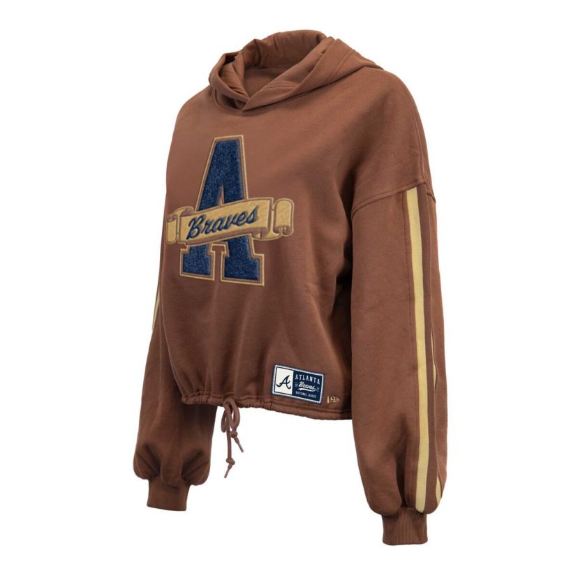 MLB Atlanta Braves Letterman Classic Cropped Pullover Hoodie