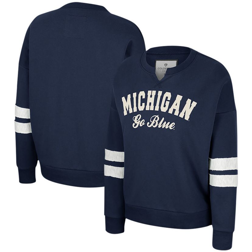 NCAA Michigan Wolverines Perfect Date Notch Neck Pullover Sweatshirt