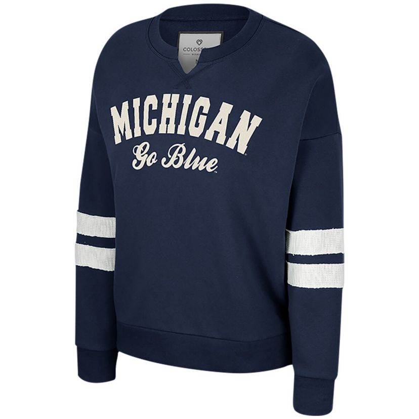 NCAA Michigan Wolverines Perfect Date Notch Neck Pullover Sweatshirt