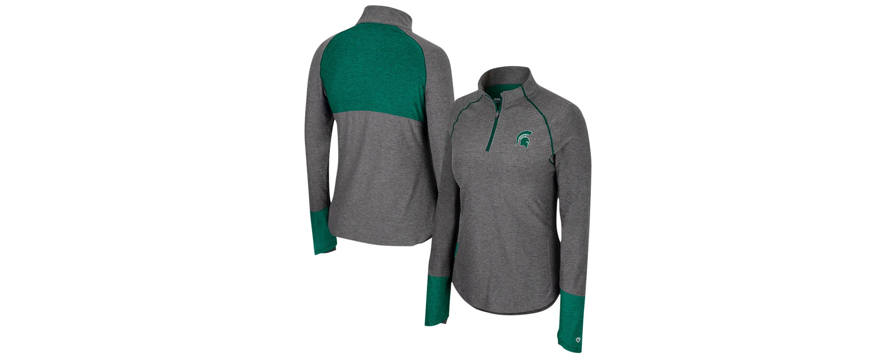 NCAA Michigan State Spartans Morningside Sleeve Hit Raglan Quarter-Zip Top