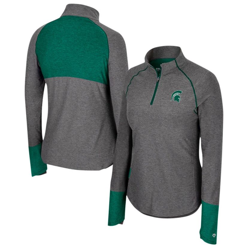 NCAA Michigan State Spartans Morningside Sleeve Hit Raglan Quarter-Zip Top