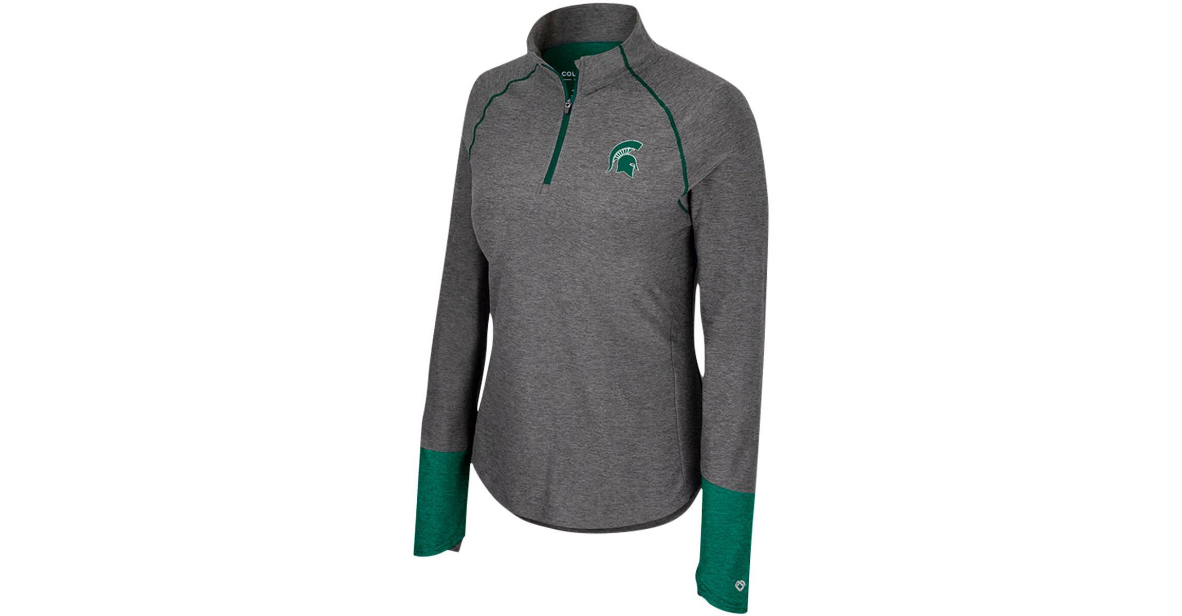 NCAA Michigan State Spartans Morningside Sleeve Hit Raglan Quarter-Zip Top