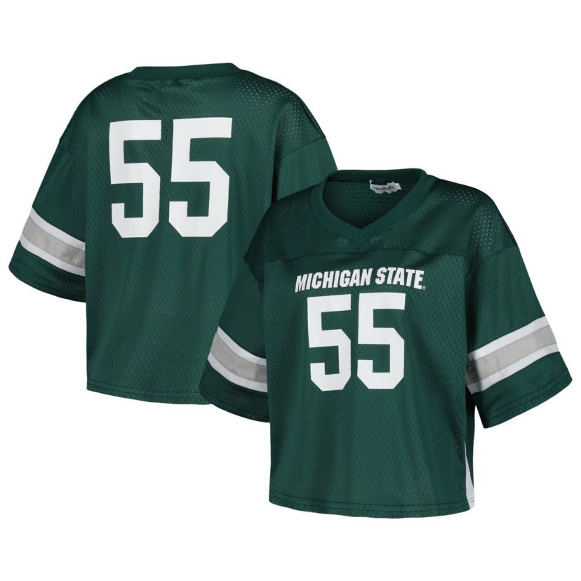NCAA #55 Michigan State Spartans Fashion Boxy Cropped Football Jersey