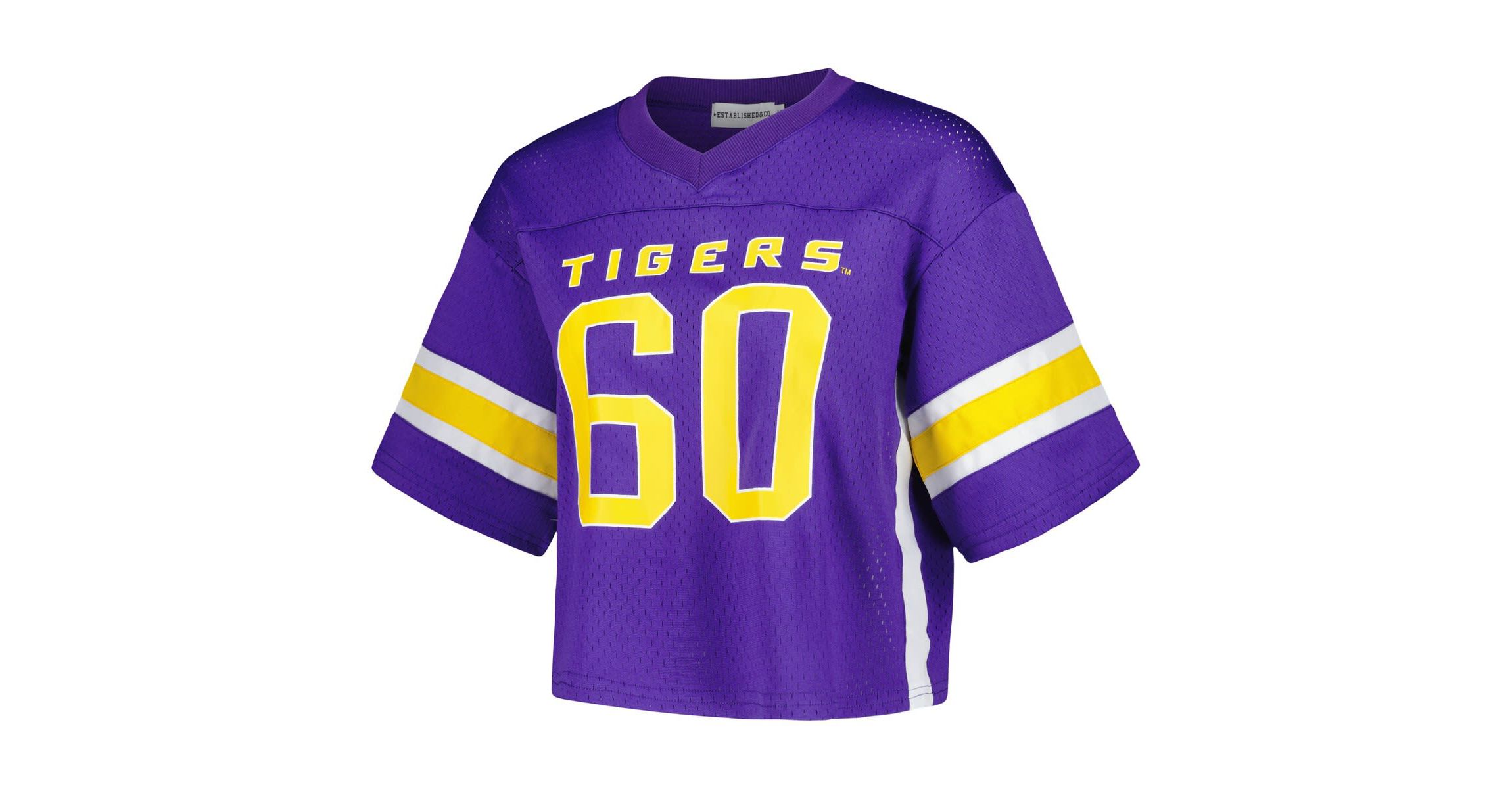 NCAA LSU Tigers Fashion Boxy Cropped Football Jersey