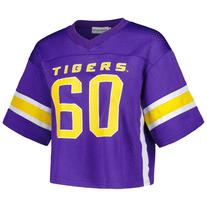 NCAA LSU Tigers Fashion Boxy Cropped Football Jersey