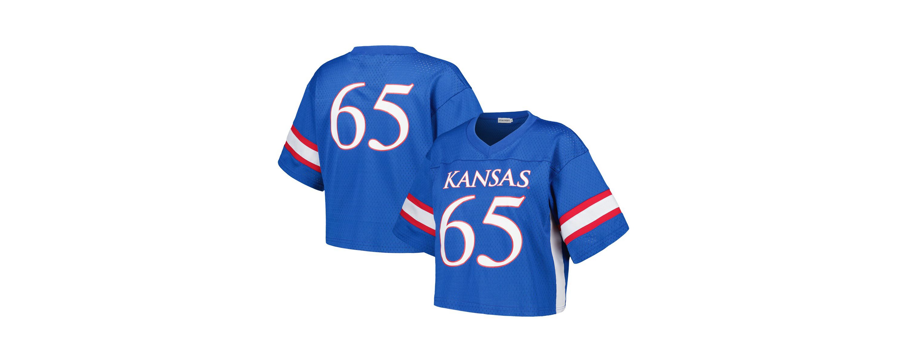 NCAA #65 Kansas Jayhawks Fashion Boxy Cropped Football Jersey