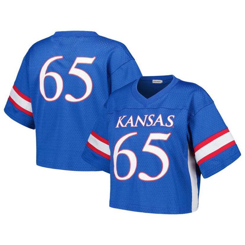 NCAA #65 Kansas Jayhawks Fashion Boxy Cropped Football Jersey