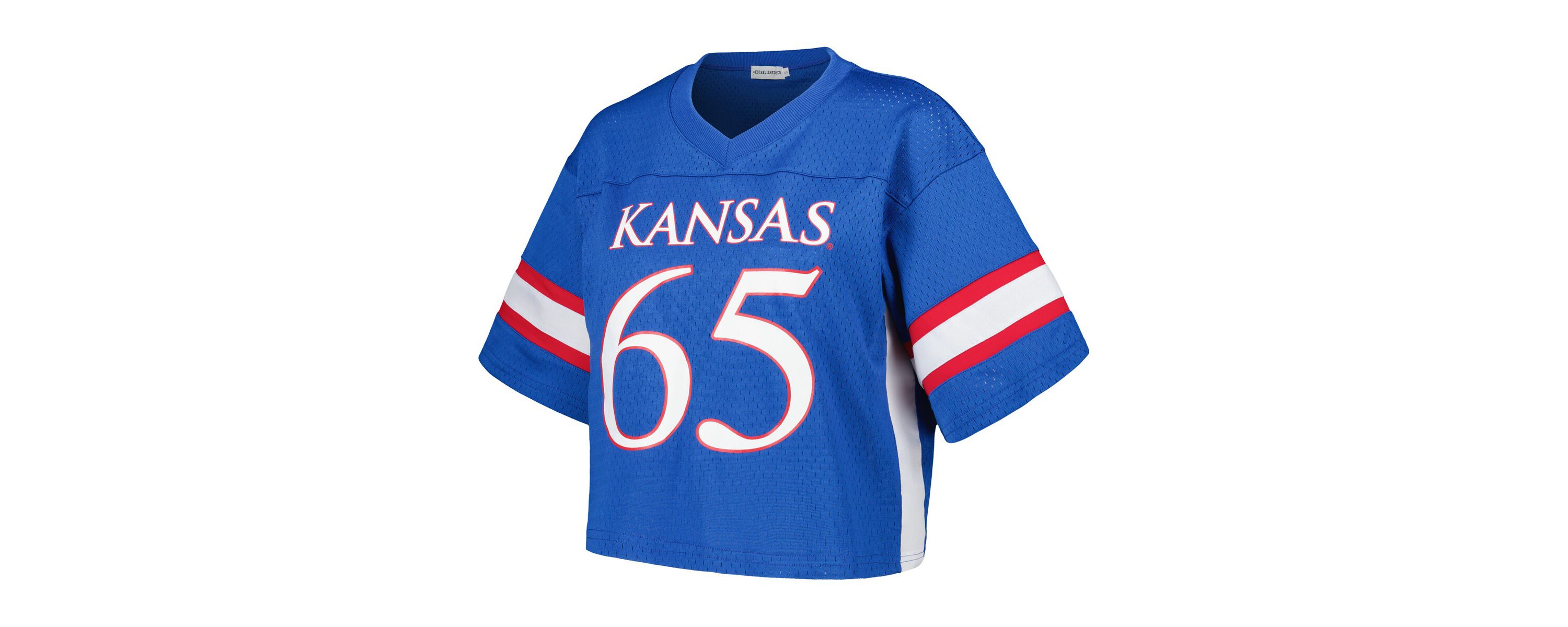 NCAA #65 Kansas Jayhawks Fashion Boxy Cropped Football Jersey